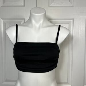Zara Women's Black Crop Top Pleated Spaghetti Straps Size Small